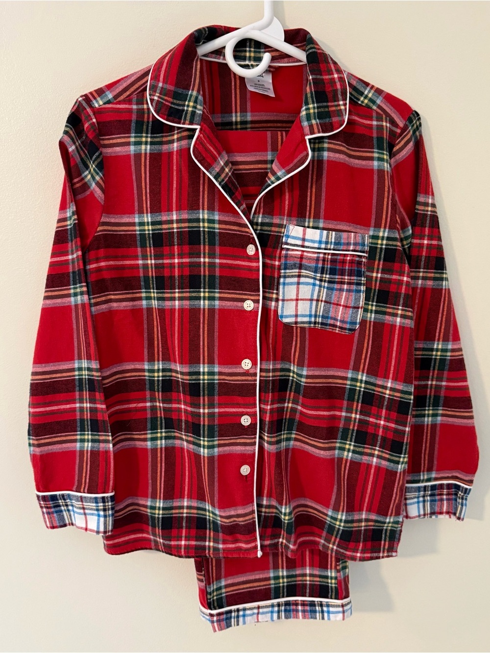 Lands’ End Flannel Pajama Set Red Plaid Sz Small